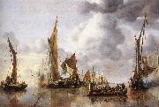 CAPELLE, Jan van de The State Barge Saluted by the Home Fleet df china oil painting reproduction